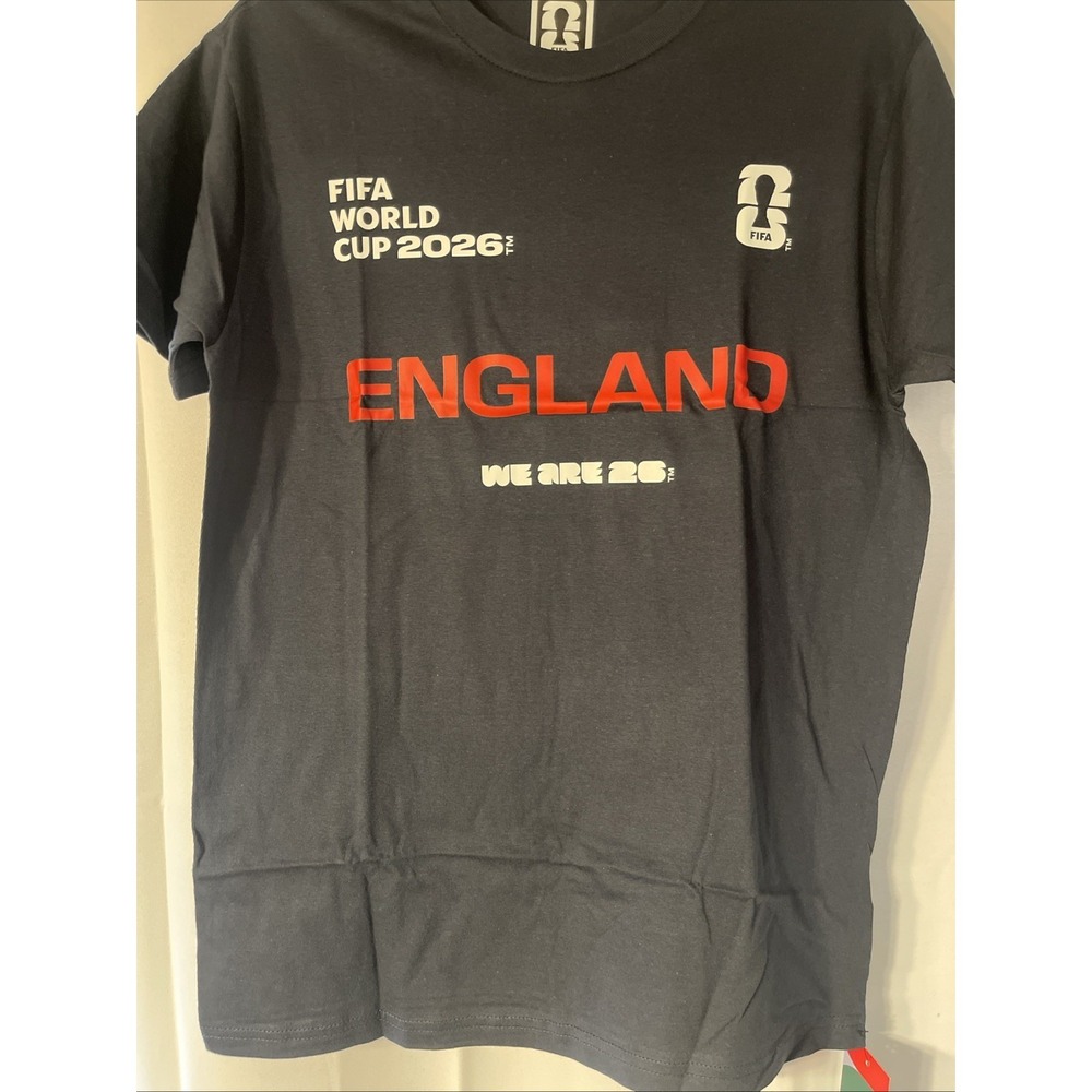 FIFA World Cup 2026 England Navy Blue Graphic Logo Crew Neck Tee Men's Small